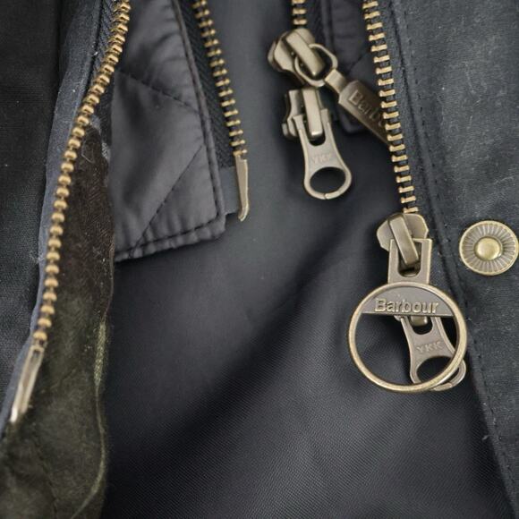 Barbour Thrunton Faux Fur-Trim Waxed Cotton Jacket In Navy Blue Women’s Size 4 - Picture 12 of 13